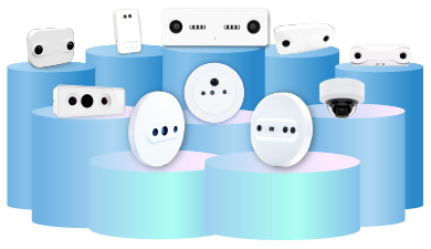 V-Count sensor lineup — Nano AI, Nano Prime, Nano Outdoor, and Ultima Go people counting sensors