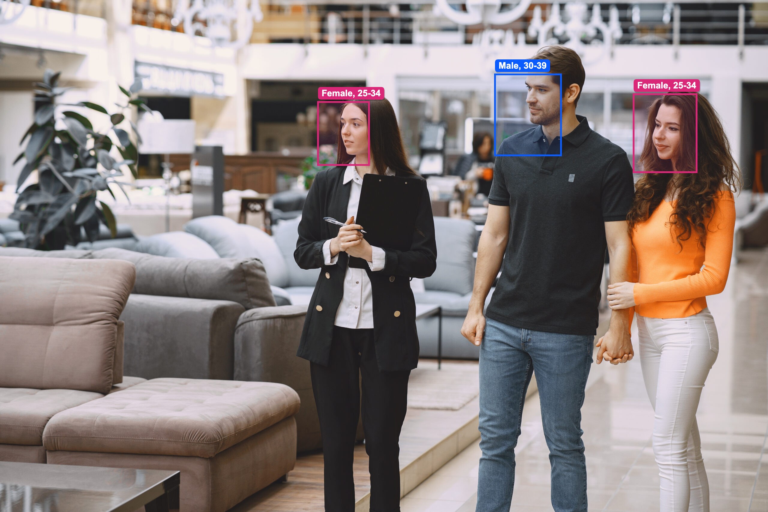AI gender and age detection on showroom visitors